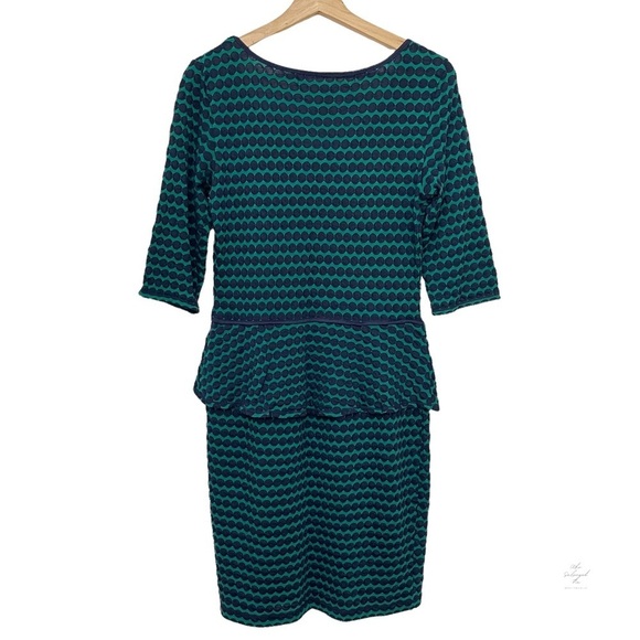 Max Studio Polkadot‎ Lightweight Knit Peplum Pencil Skirt Dress - Picture 2 of 8